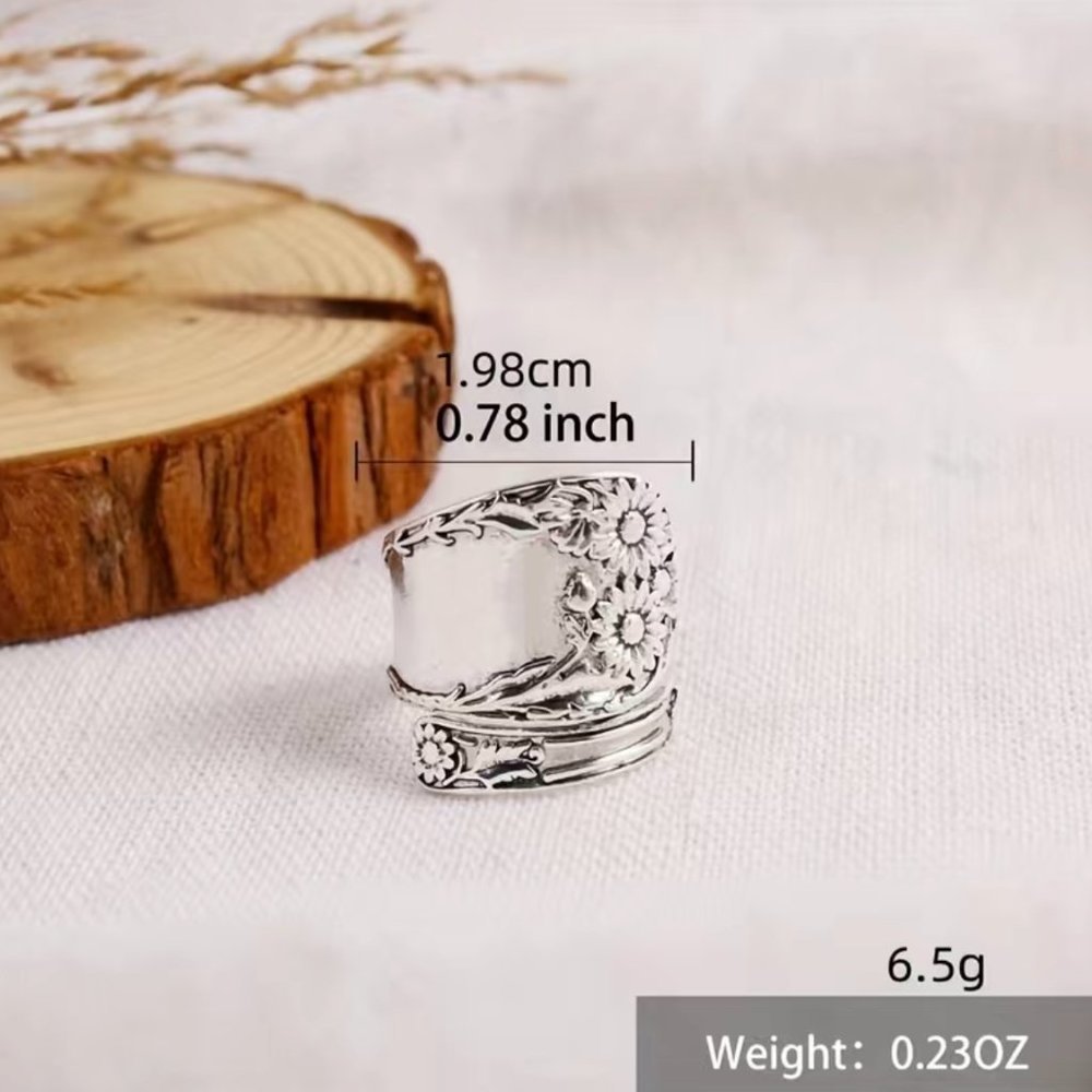 Boho Daisy or Sunflower Spoon Ring #760 - Picture 8 of 10